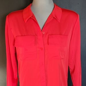 Red Lord&Taylor Button Up Blouse